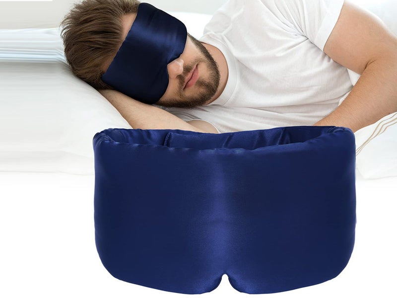 Deep Sleep Mask Adjustable Band Face-Hugg Padded Fiber Night Eye Cover Deep Blue Carousel 1