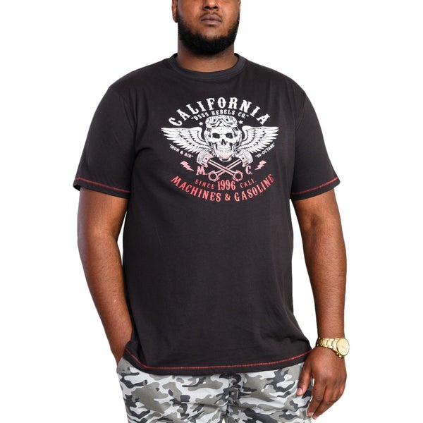 D555 Mens Charles Big Tall California Skull Print T-Shirt - 4XL Carousel 1