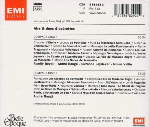 Airs & Duets from Operettas / Bauge , Vallin Revoli 2CD Carousel 2