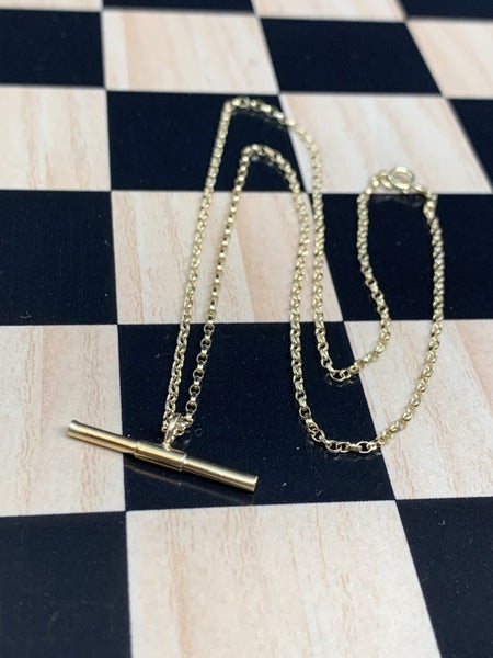 "SWEET GIFT" 9ct Gold T Bar Fob Necklace *TIMELESS* Carousel 1