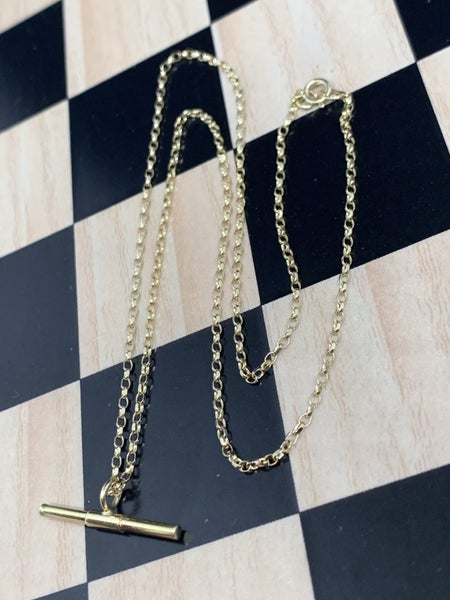 "SWEET GIFT" 9ct Gold T Bar Fob Necklace *TIMELESS* Carousel 2