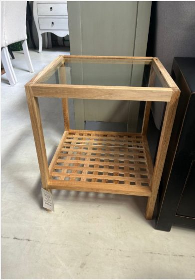 Kaius Side Table Glass Top - Natural wood finish *40% OFF Carousel 2