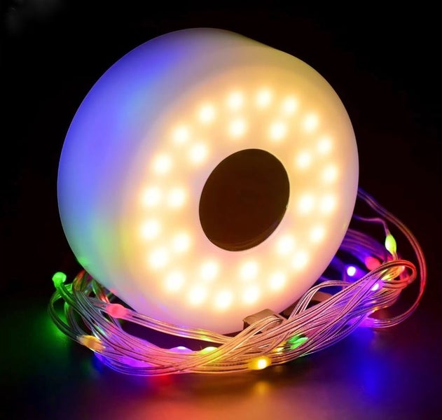Rechargeable LED Camping Light with an 8m long retractable RGB Light String Carousel 1