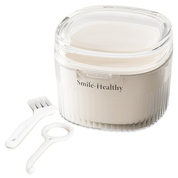 Denture Case Kit, Retainer Cleaner Case with Cleaning Brush Carousel 1