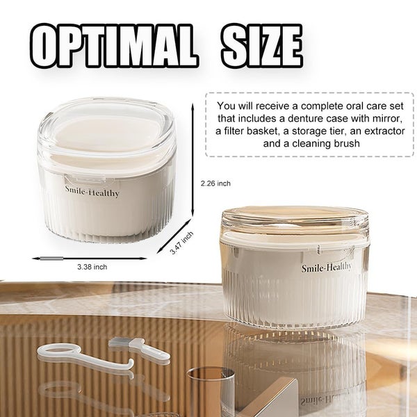 Denture Case Kit, Retainer Cleaner Case with Cleaning Brush Carousel 2