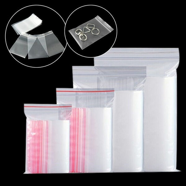 100Pcs Mini Small Resealable Bags Clip Zip Self Seal Plastic Bag DIY Accessory Carousel 1