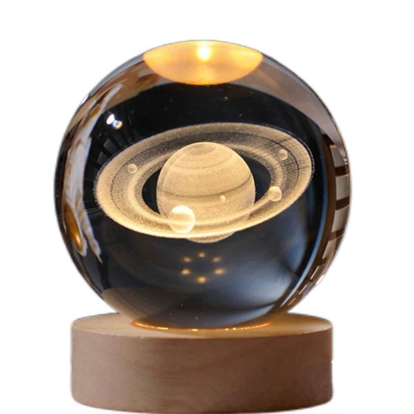 3D Crystal Ball Planet Night Light – Laser Engraved Solar System Globe Carousel 1