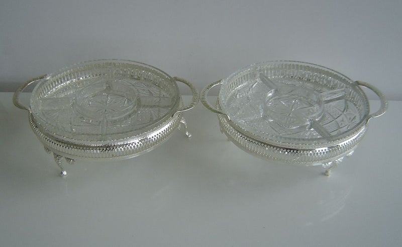 Segmented Glass Dishes on EPNS Pedestals Carousel 1