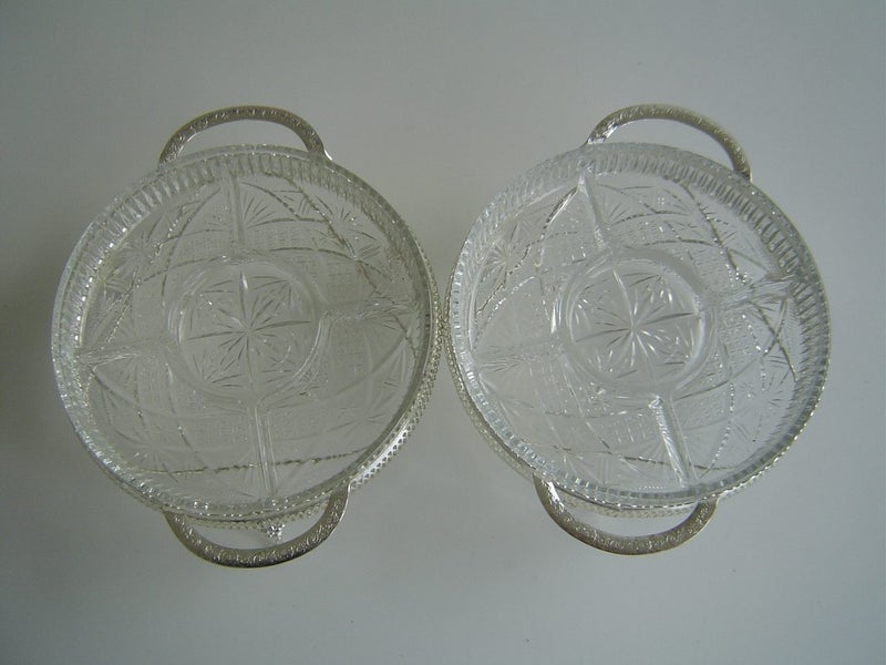 Segmented Glass Dishes on EPNS Pedestals Carousel 6