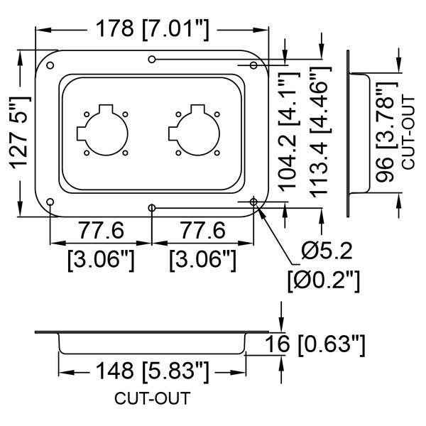 Penn Elcom - D028K - Dish Punched for 2 x EP or G-Series Connectors - Black Carousel 2