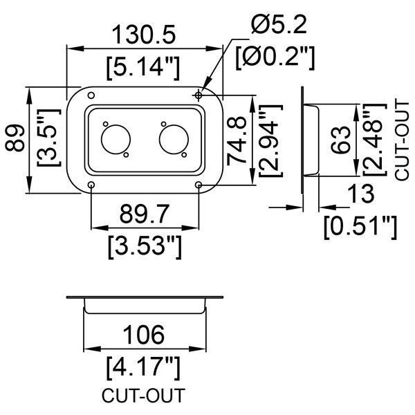 Penn Elcom - D0604K - Dish Punched for 2 x D-Series Connectors - Black Carousel 2