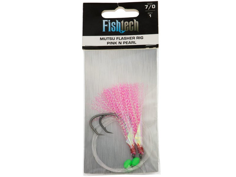 Size 7/0 Mutsu Flasher Rig - 2 Hook - Pink n Pearl - FISHTECH Carousel 1