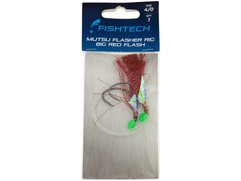 Size 4/0 Mutsu Flasher Rig - 2 Hook - Red n Ready - FISHTECH Carousel 1