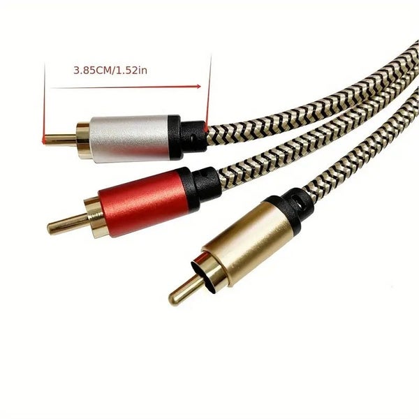 GOLD PLATED HIGH GRADE GOLD COLOURED BRAIDED 3RCA TO 3 RCA AUDIO VIDEO CABLE 2m Carousel 3