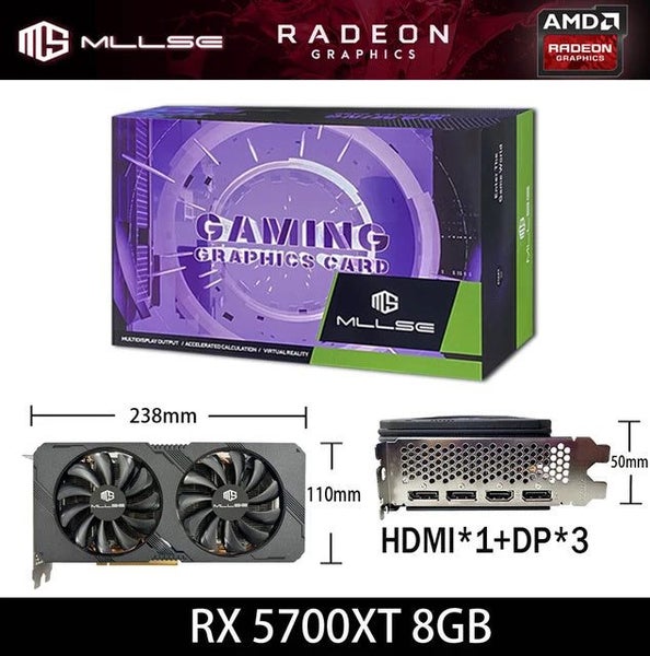 MLLSE AMD RX XT 8GB Placa De Graphics GPU GDDR6 256-bit 7nm game Video Card r... Carousel 1
