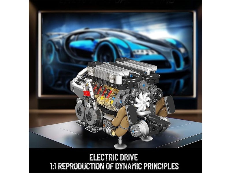 Mould King W16 Engine Building Blocks Set, Combustion Engine Model That Runs Carousel 2