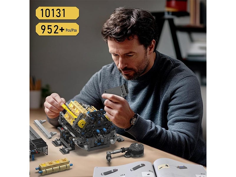 Mould King W16 Engine Building Blocks Set, Combustion Engine Model That Runs Carousel 7