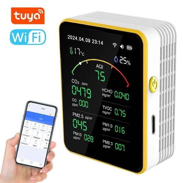 Tuya WiFi 15 in 1 Air Quality Detector Household Portable AQI PM0.3 PM1.0 PM2... Carousel 1