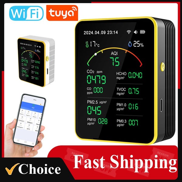 Tuya WiFi 15 in 1 Air Quality Detector Household Portable AQI PM0.3 PM1.0 PM2... Carousel 2
