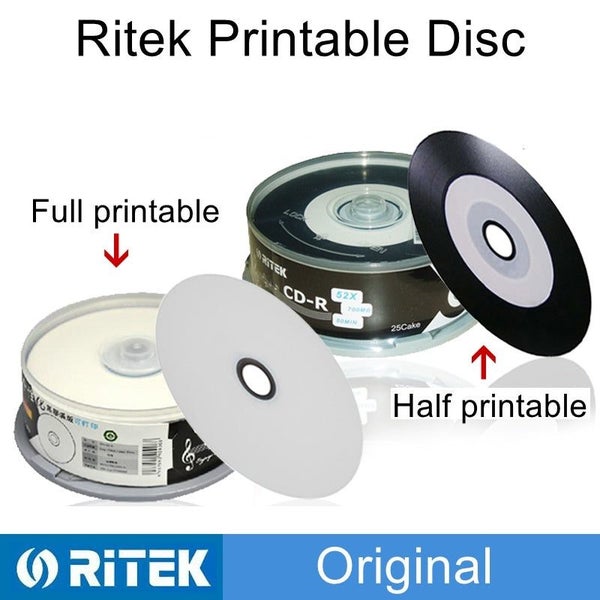 25PCS/BOX Ritek Printable Blank Recordable Compact 700MB/80min/52x CD-R Vinyl... Carousel 1