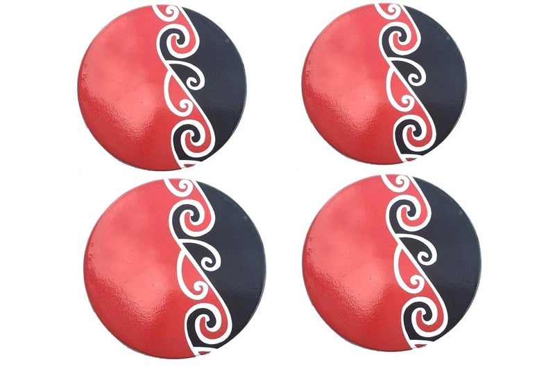 Winter Sale! Ceramic Maori Koru Coasters Set of 4 Round/Square Carousel 1