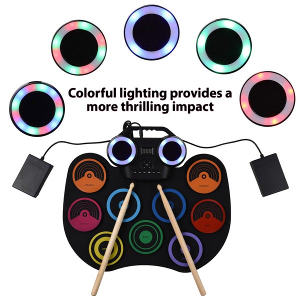 drum set electric drum set drums Electric Drum Set Portable Drum Pad Kit 9 Pads Carousel 8