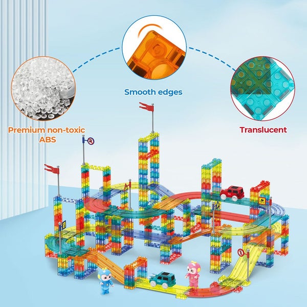 Kids 348PCS Magnetic Tiles Blocks Railcar Building Toys STEM Children Gift Play Carousel 10