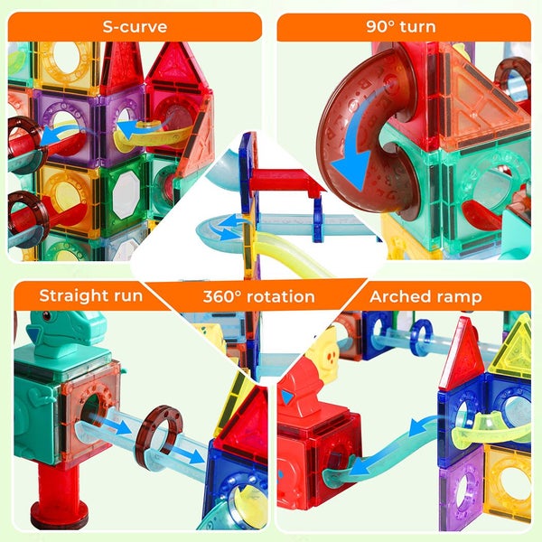Kids 170PCS Magnetic Tiles Blocks Dinosaur STEM Building Toy Children Gift Play Carousel 9