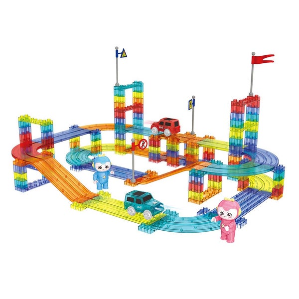 Kids 154PCS Magnetic Tiles Blocks Railcar Building Toys STEM Children Gift Play Carousel 1
