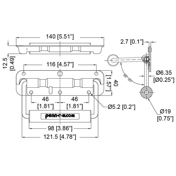 Penn Elcom - H1053Z - Sprung Surface Handle - Zink Carousel 2