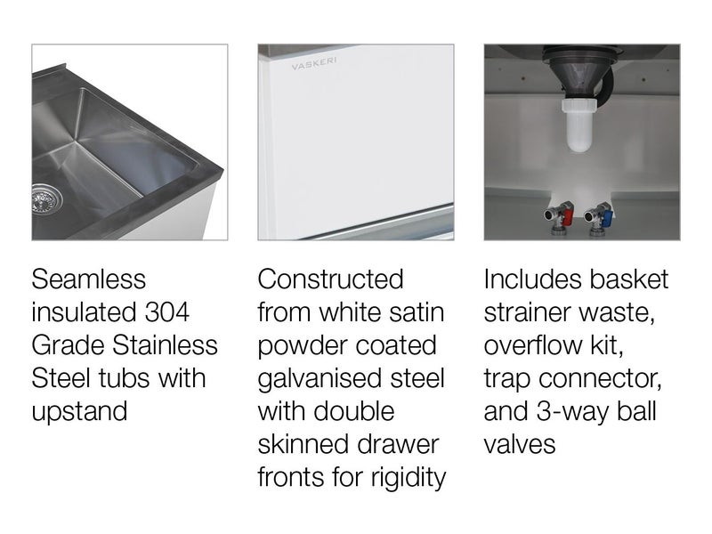 Vaskeri 1200 Laundry Tub 2 Drawer/1 Door Was $1799 Carousel 2