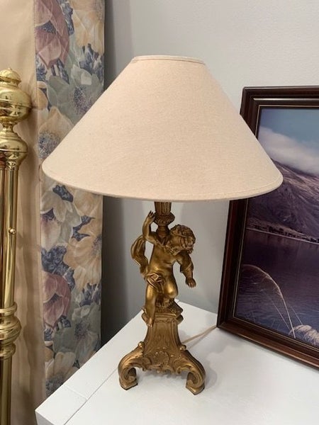 VINTAGE GILT FIGURINE TABLE LAMP Carousel 1