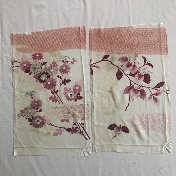 Vintage Japanese Silk Fabric Pieces X2 Kimono Panels Carousel 1