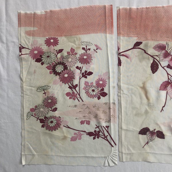 Vintage Japanese Silk Fabric Pieces X2 Kimono Panels Carousel 2