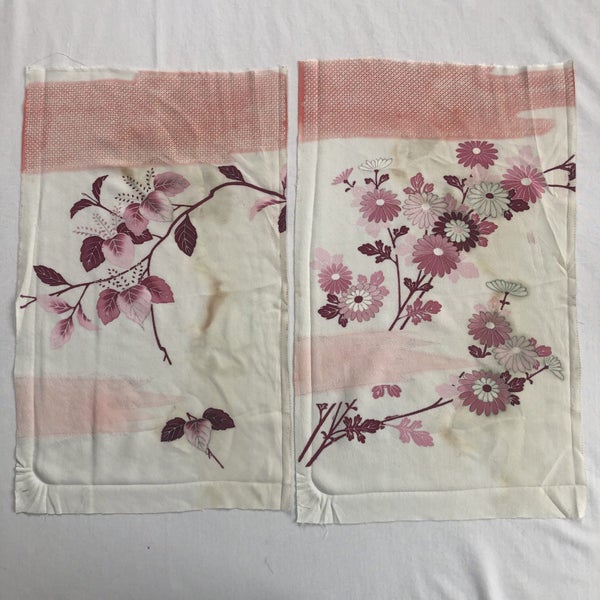 Vintage Japanese Silk Fabric Pieces X2 Kimono Panels Carousel 19