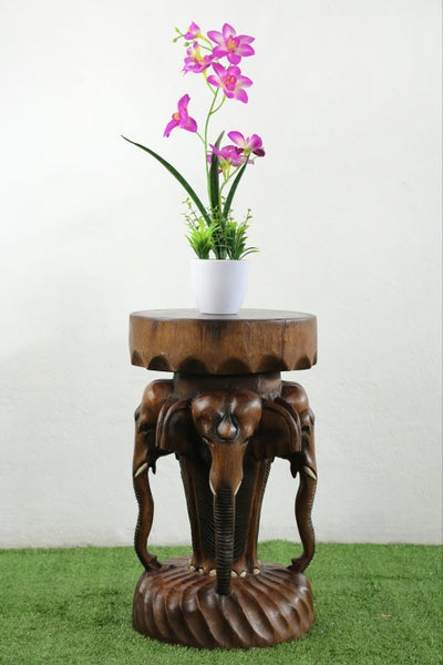 Handcrafted Wooden Elephant Table Carousel 2