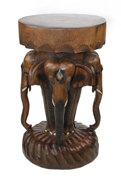 Handcrafted Wooden Elephant Table Carousel 5