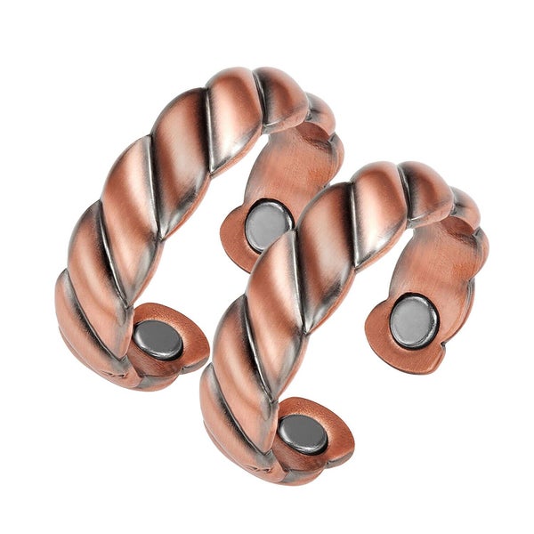 2 x Pure Copper Magnetic Rings for Women Arthritis Pain Relief SET OF 2-(BR1-M) Carousel 1