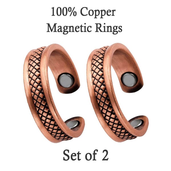 2x Copper Magnetic Rings Joint Pain Relief Natural Anti-inflammatory One Size... Carousel 1