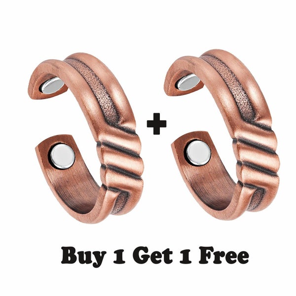 Mens Copper Magnetic Rings SET OF 2 Arthritis Joint Pain Healing One Size -SR Carousel 2