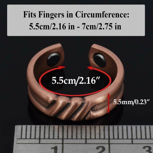 Mens Copper Magnetic Rings SET OF 2 Arthritis Joint Pain Healing One Size -SR Carousel 3