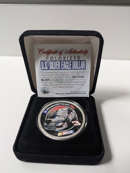 Genuine 1 OZ. Silver Eagle 2003 NASCAR Dale Earnhardt Colorized Rare Carousel 1