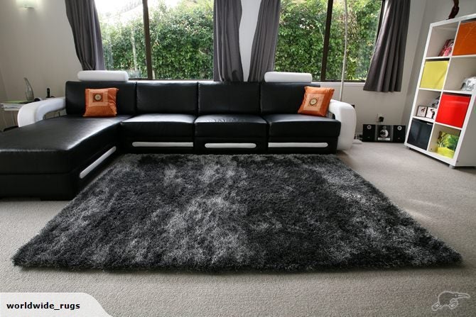 Silk Black/White rug 2x1.4m Carousel 2