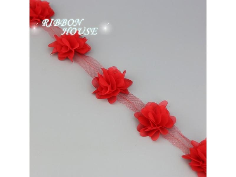 (60 Pieces/lot) Pink Petal Chiffon Lace Fabric Webbing Decoration Love Gift Carousel 1