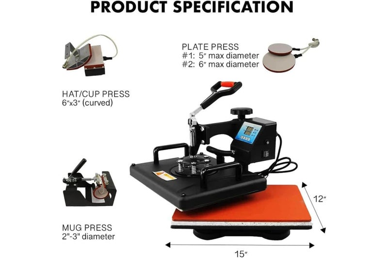Heat Press Machine 5 in 1 Sublimation Printing 38×30cm Carousel 2