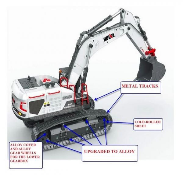 HuiNa 1/14 R/C Excavator Alloy Metal (2021 Model) RTR **NEW IN BOX** Carousel 2