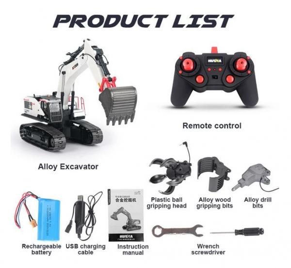 HuiNa 1/14 R/C Excavator Alloy Metal (2021 Model) RTR **NEW IN BOX** Carousel 12