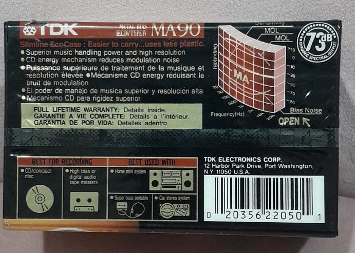 3-PACK TDK EXCELLENCE! MA90 Type IV (Metal) Blank Audio Cassette Tape - new Carousel 2