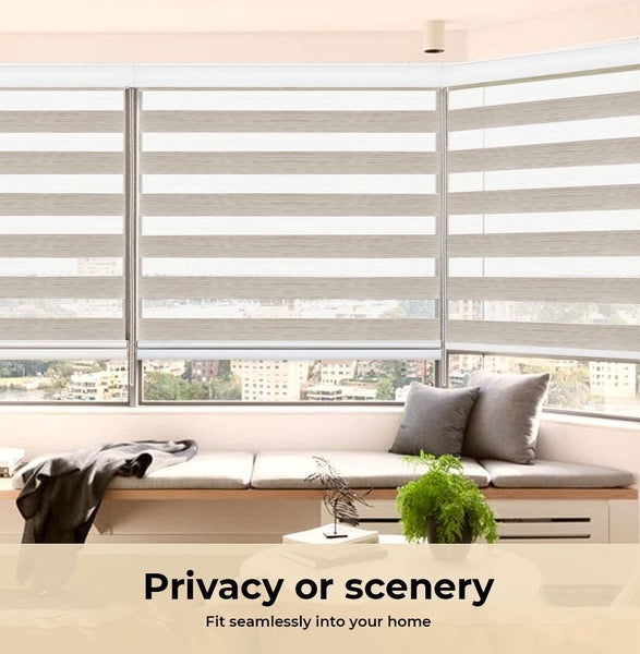 Marlow Blackout Zebra Roller Blind Curtains Double Window Sunshade 90x210 Beige Carousel 2