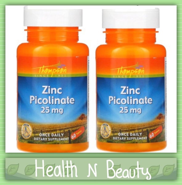 2X Thompson ZINC PICOLINATE 25 mg 60 Tablets - E0128 Carousel 1